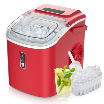 SIMZLIFE Portable Ice Maker Machine – 26.5lbs/Day, 9 Cubes in 6 Mins with Auto-Cleaning & Scoop
