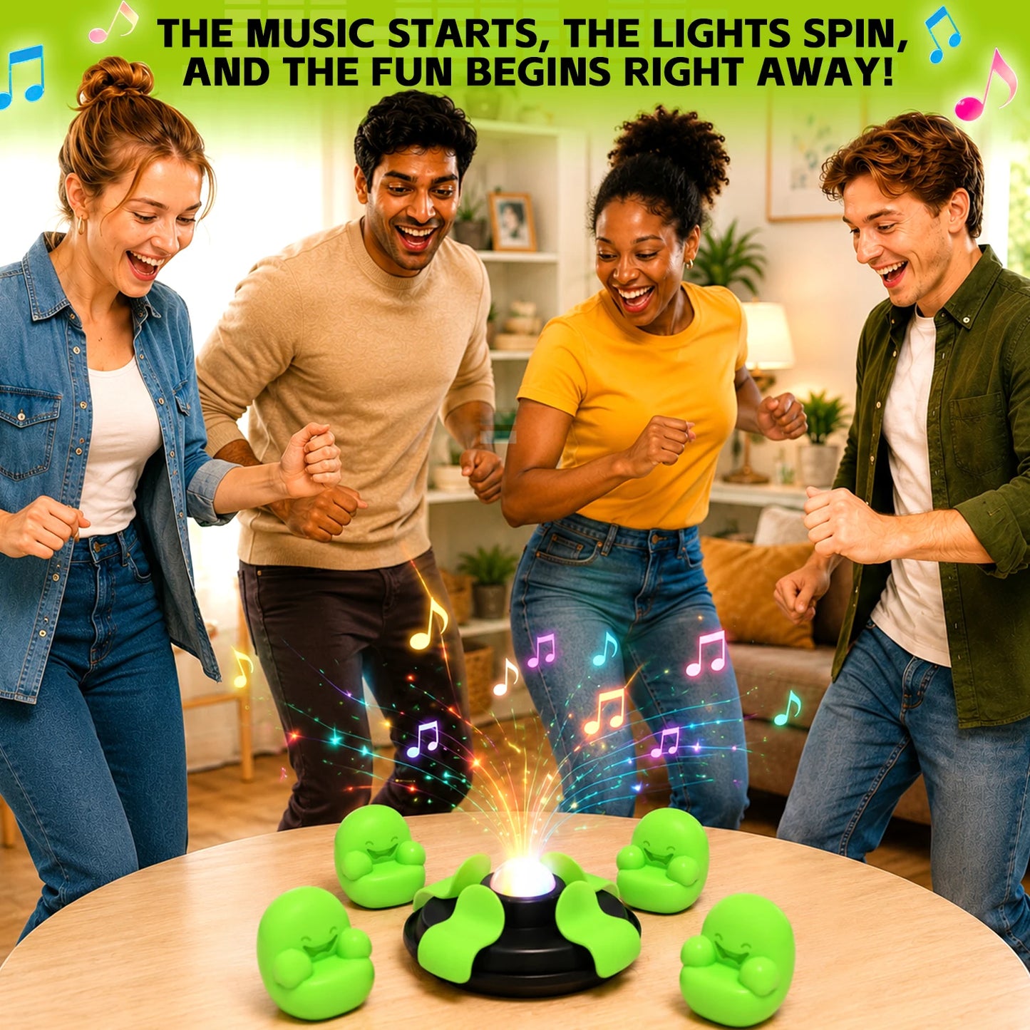 Interactive LED Party Board Game - Music Tabletop Game for 2-6 Players, Family & Holiday Fun