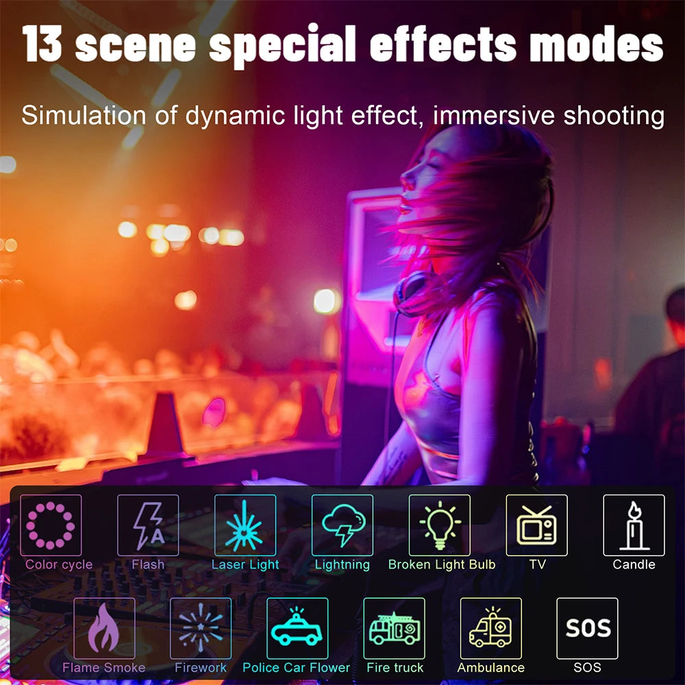 RGB LED Video Light Stick - Handheld Colorful Fill Light Wand with Barndoor for Photography and Video Lighting