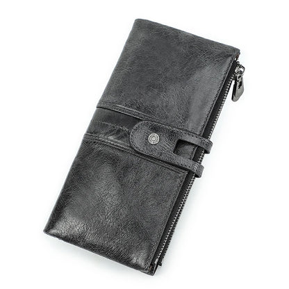 CONTACT'S Men’s Genuine Leather Clutch Wallet – Long Vintage Wallet with Card Holder, Zipper Coin Purse & Money Bag