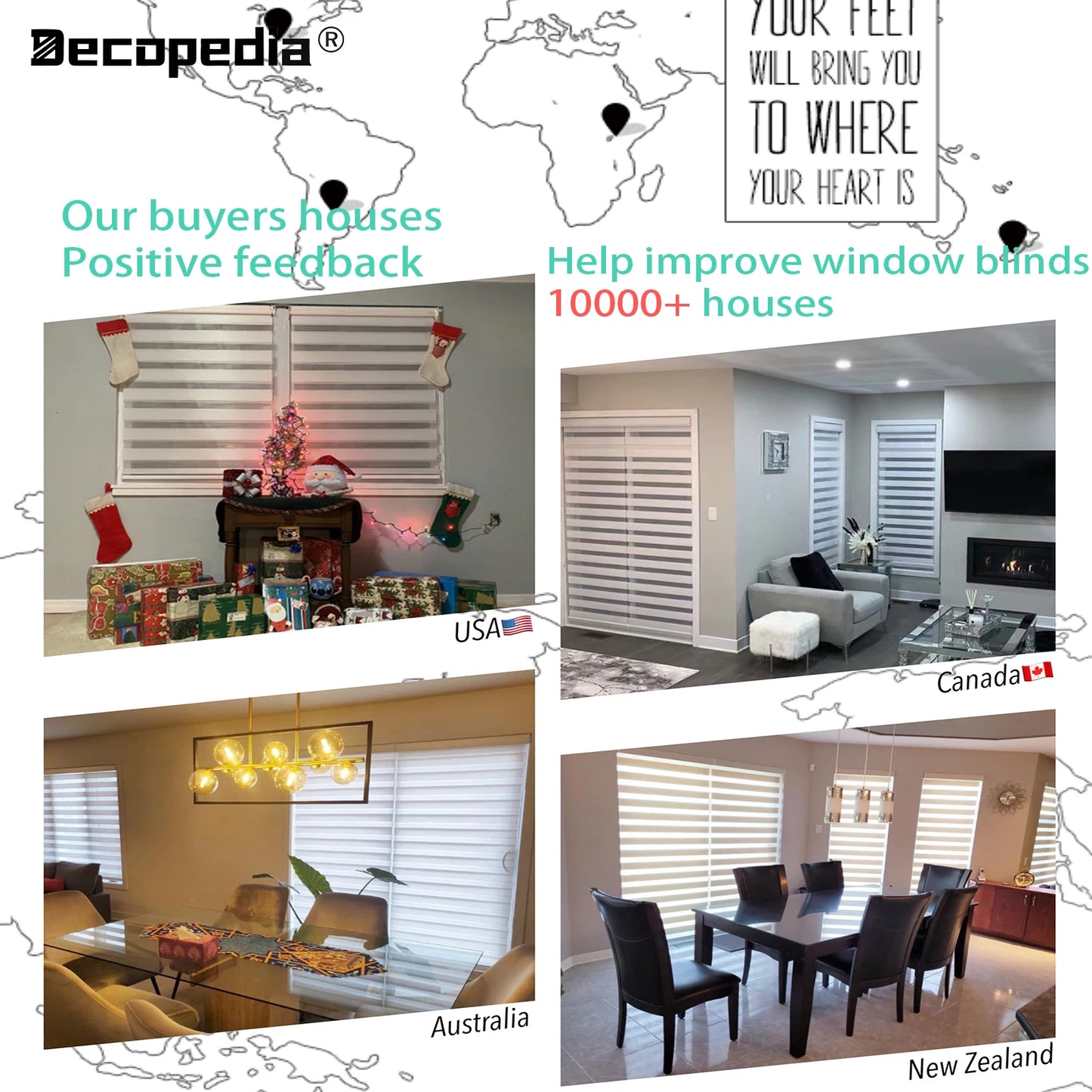 Decopedia Custom Made Zebra Blinds – Motorized Roller Blackout Day & Night Window Blinds for Sliding Doors