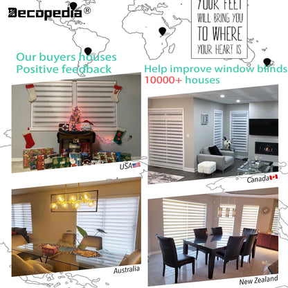 Decopedia Custom Made Zebra Blinds – Motorized Roller Blackout Day & Night Window Blinds for Sliding Doors