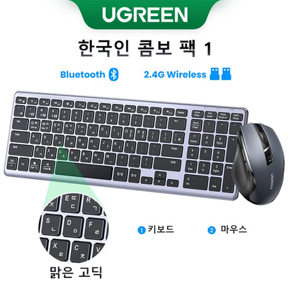 UGREEN Wireless Bluetooth 5.0 & 2.4G Keyboard – 99 Keycaps Russian/Korean/English, USB-C Rechargeable for MacBook, iPad, PC & Tablet