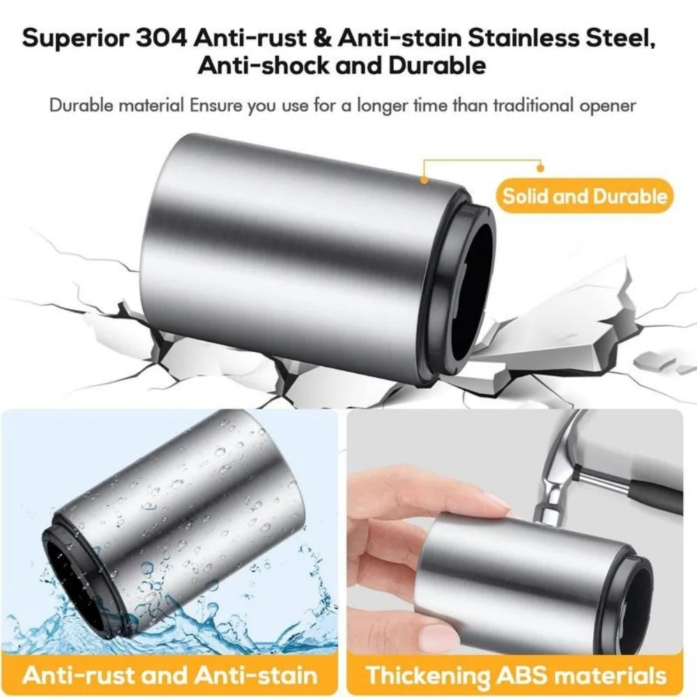 Stainless Steel Beer Bottle Opener — Multi-Color Automatic Push-Down Portable Cap Opener