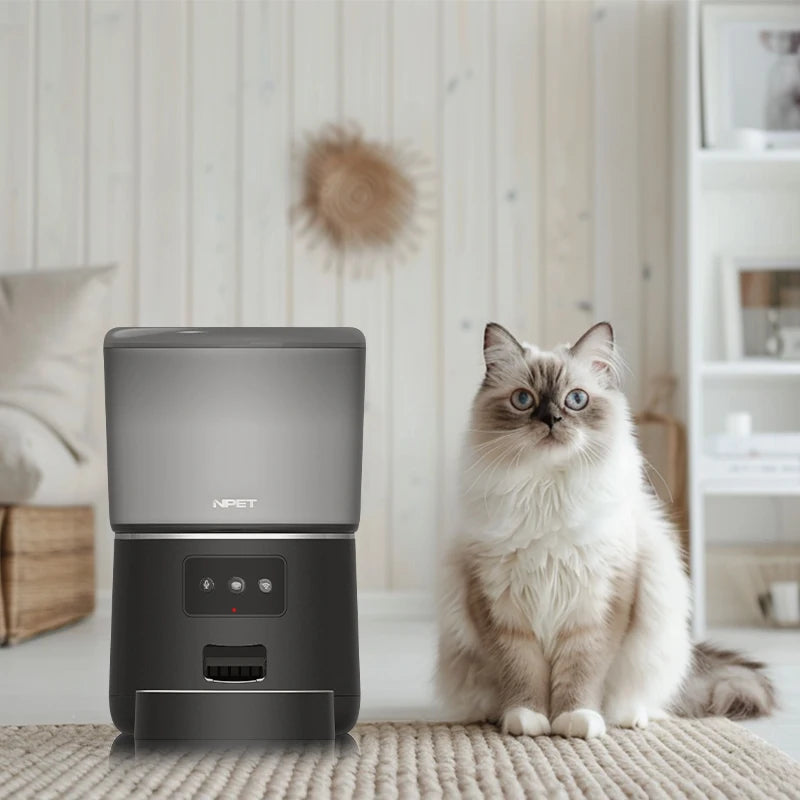 NPET 4L Automatic Smart Pet Feeder – Stainless Steel Bowl, Customizable 1–9 Portion Dispenser for Cats & Dogs