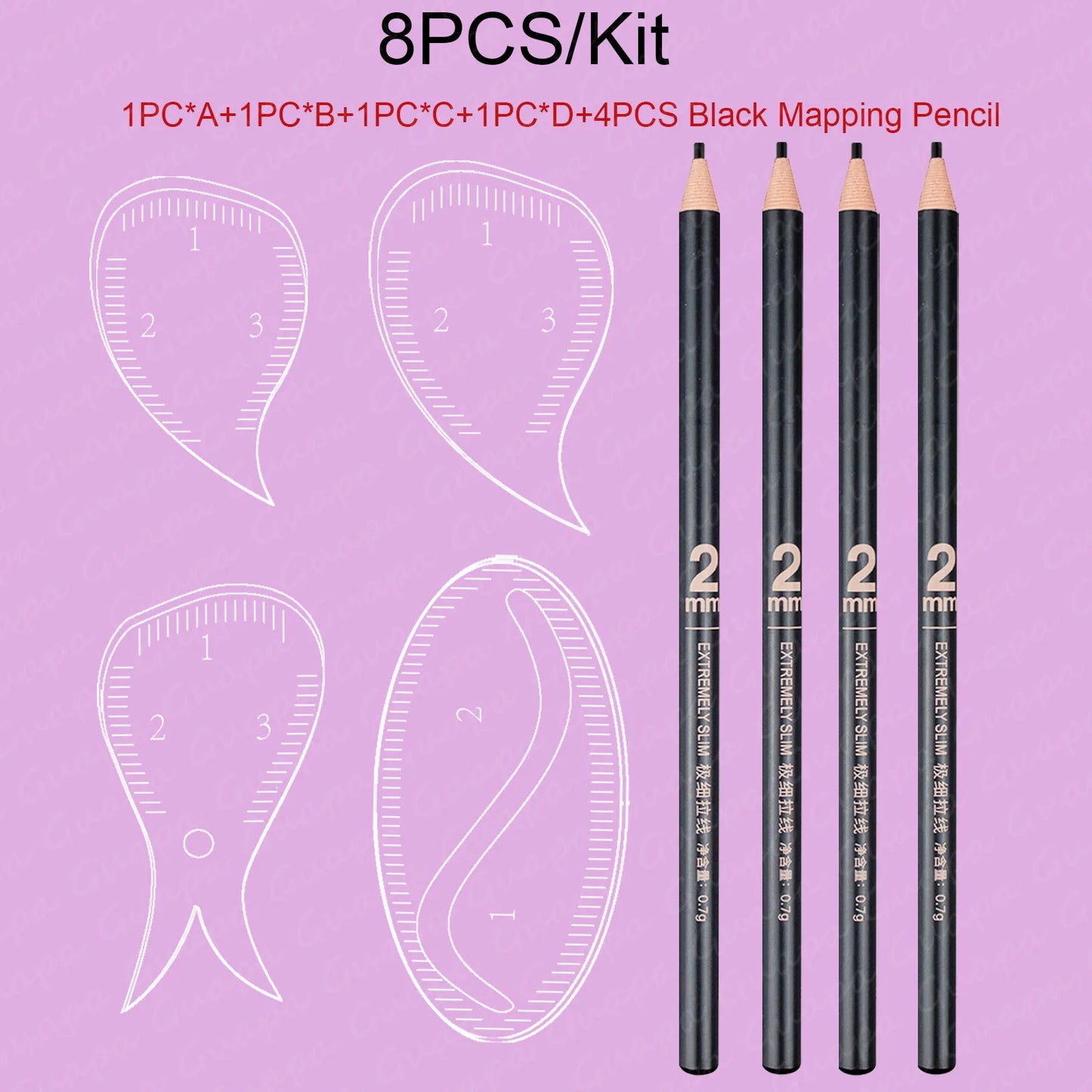 Tear Drop Arch Brow Mapping Tool Kit — 1-Minute PMU Eyebrow Shaping Ruler & Stencil for Hairstroke & Eyeliner