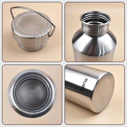 2L Stainless Steel Sports Water Bottle - Large Capacity Reusable Flask for Camping & Outdoor Activities