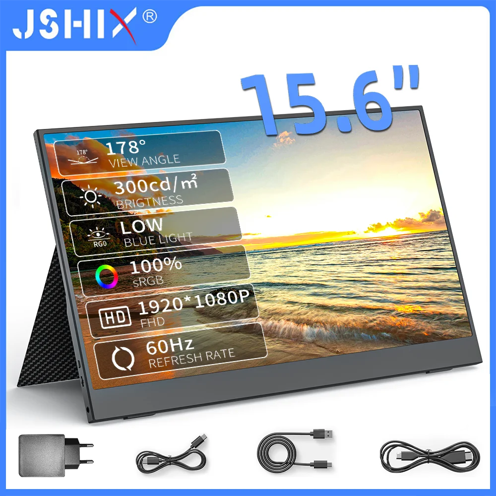JSHIX 11.6/14/15.6 Inch Portable Monitor — 1080P Full HD IPS Second Screen for Gaming, Laptop, Phone, Switch & Xbox