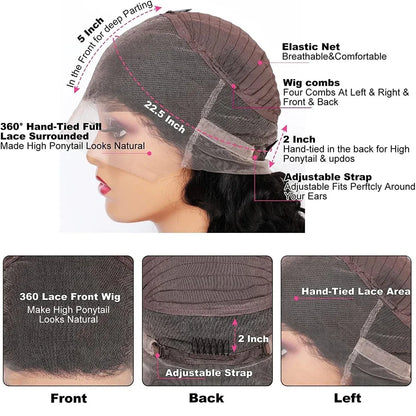 250% Density 360 Full HD Lace Front Human Hair Wig – 13x6 Straight Pre-Plucked Glueless Ready-to-Wear Wig for Women