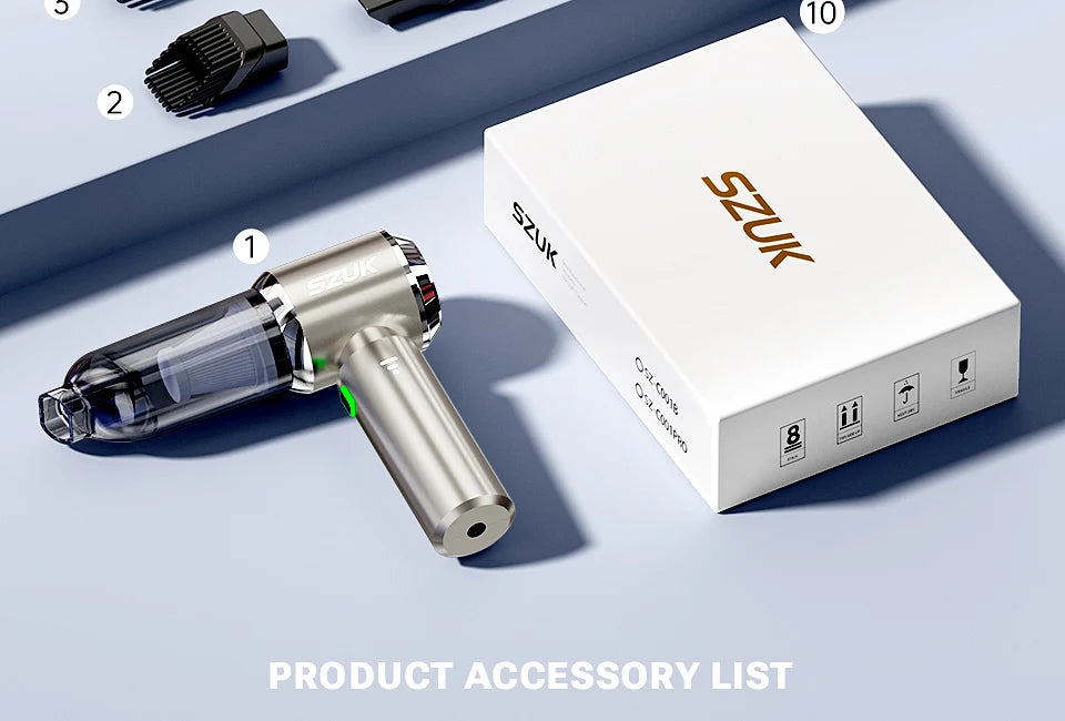 SZUK Mini Wireless Car Vacuum Cleaner – 98500Pa Powerful Suction, Handheld Portable Vacuum for Car Cleaning