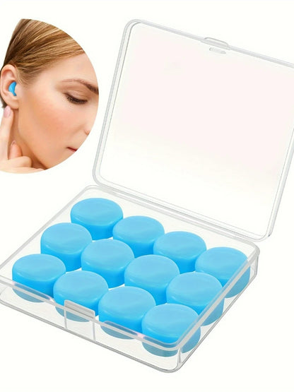 12PCS Moldable Silicone Earplugs – Reusable Noise-Cancelling Ear Plugs for Sleeping, Concerts, Swimming, Shooting, Snoring & Airplane