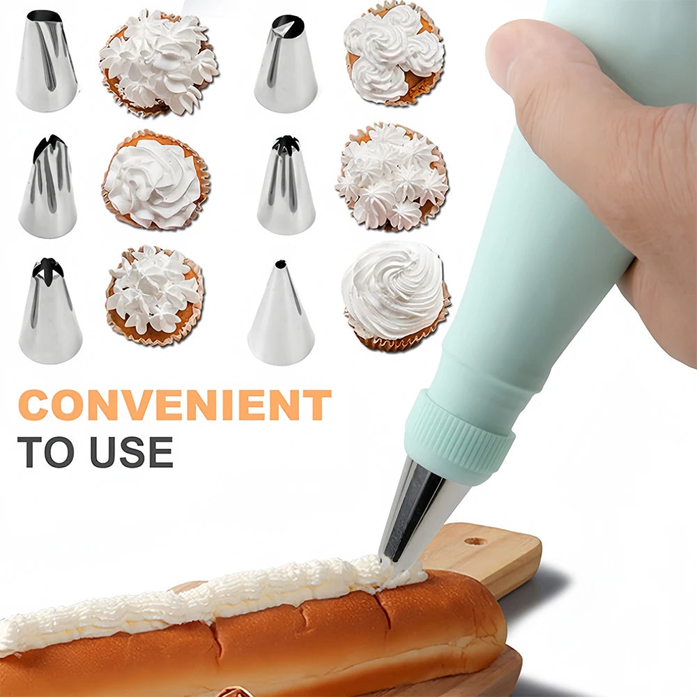 Cake Decorating Tools Kit – Pastry Turntable, Piping Nozzles, Bags & Icing Scraper Set for Baking