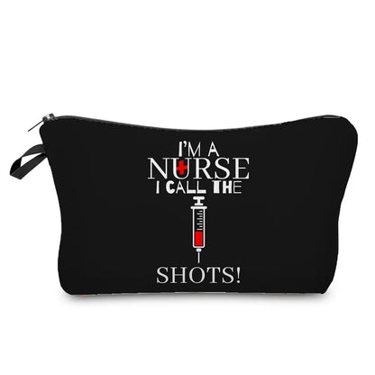 Organizer Toiletry Kit - Cartoon Letter Print Cosmetic Bag for Nurses, Doctors, Travel Makeup Bag, Women's Pencil Case Gift