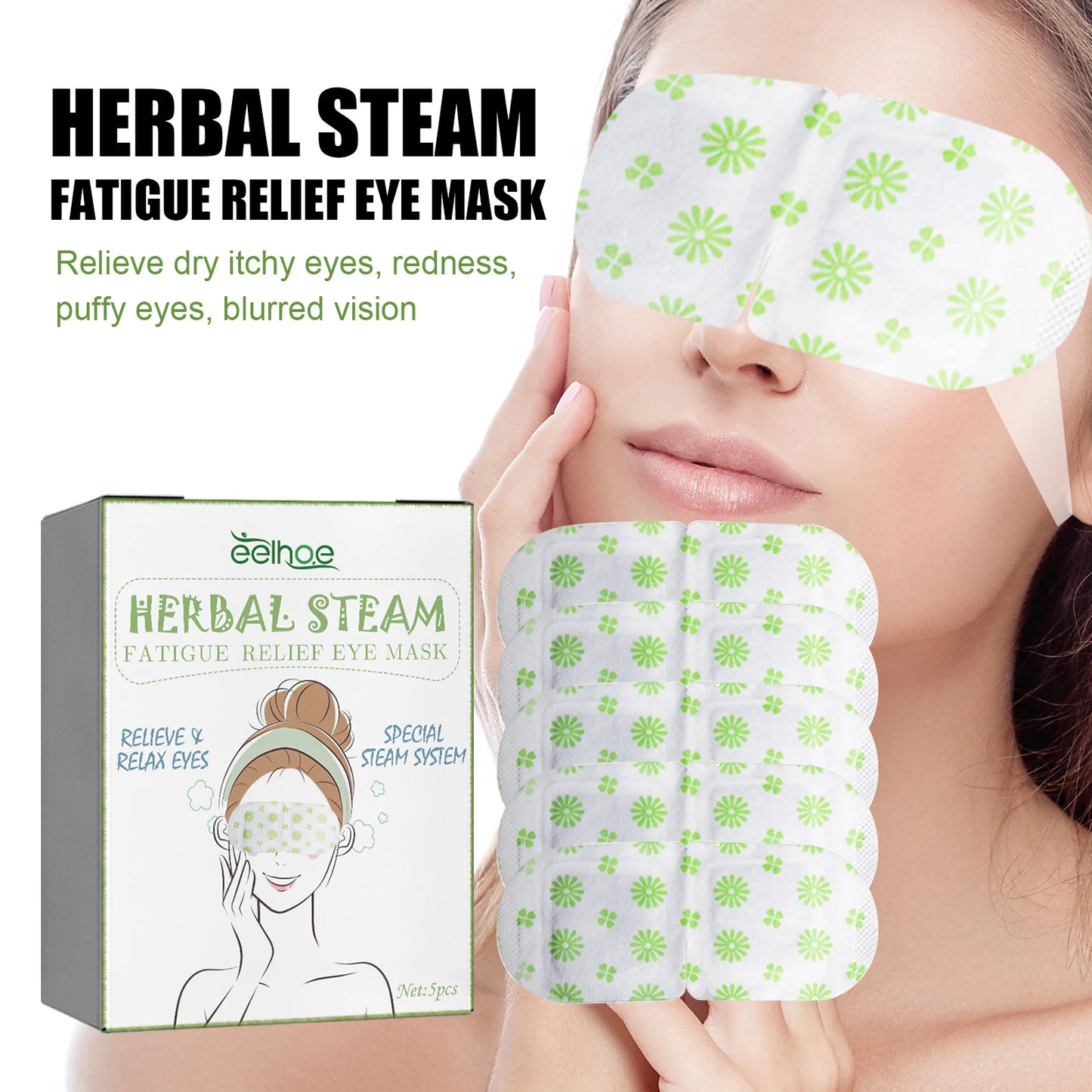 Eelhoe Herbal Steam Eye Mask – Relieve Eye Fatigue, Soothe Discomfort, Fade Dark Circles & Moisturize with Hot Compress