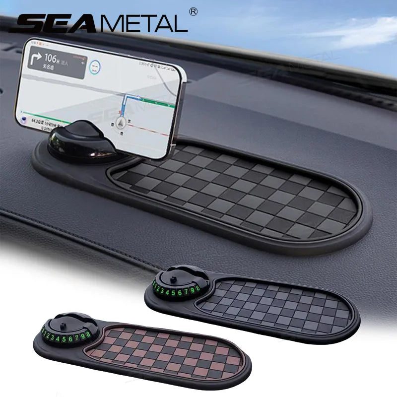 SEAMETAL 2-in-1 Car Dashboard Mat - Anti-Slip Phone Holder with 360° Rotating Mount and Adhesive Grip for Smartphones