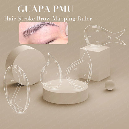 Tear Drop Arch Brow Mapping Tool Kit — 1-Minute PMU Eyebrow Shaping Ruler & Stencil for Hairstroke & Eyeliner