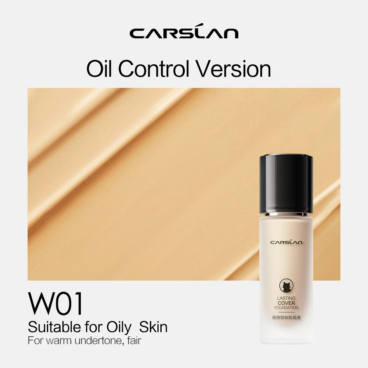 CARSLAN Long-Lasting Moisture Matte Liquid Foundation – Full Coverage Concealer, Whitening & Oil Control Face Base Makeup