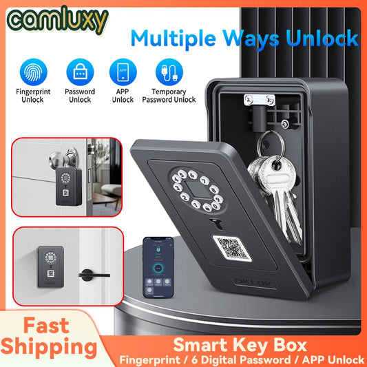 Camluxy Smart Key Box with Fingerprint & Digital Code Lock - Secure Storage with IC Card & Combination Unlock