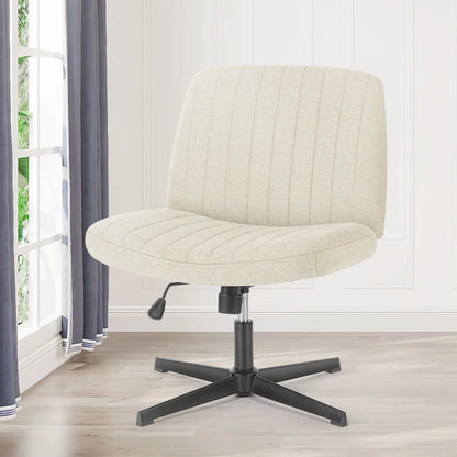 Adjustable Cross Legged Rocking Gaming Chair - Armless Wide Desk Swivel Task Chair for Home Office and Living Room