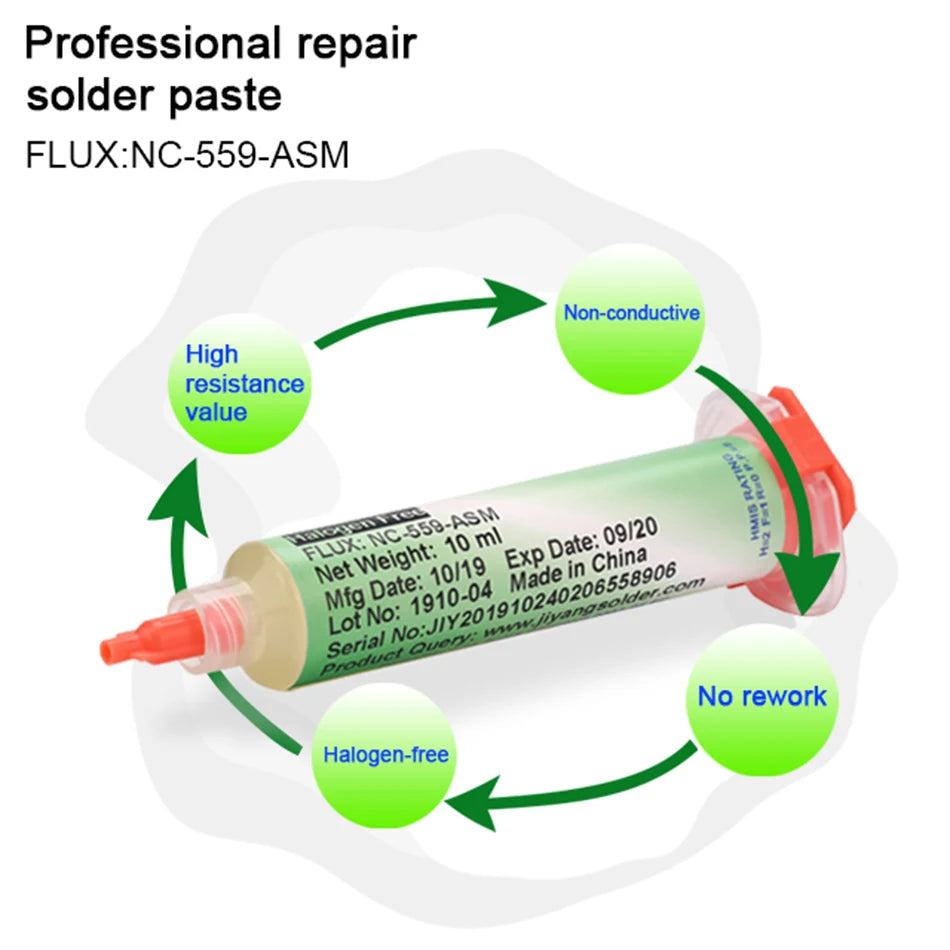 Amtech NC-559 Flux – 10ml Soldering Flux Syringe for Electronics, BGA, SMD & PCB Repair Tools