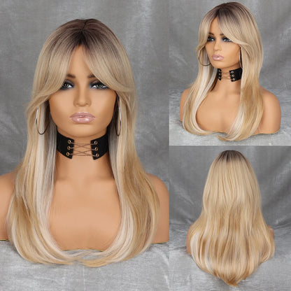 Long Wavy Green Synthetic Wig – Heat-Resistant Women's Cosplay, Party, Lolita Style, Half Part, Red/Black/Pink