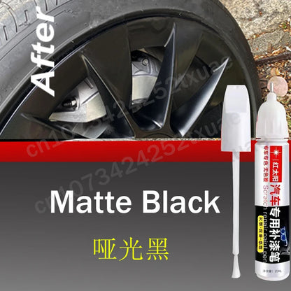 Car Wheel Scratch Repair Pen – Matte Black Touch-Up for Tesla Model 3, Y, X & S Rims