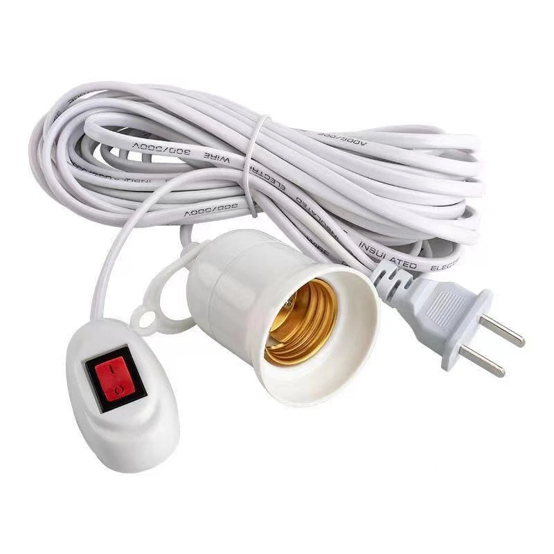 Universal Lamp Base with Switch – LED Bulb Socket Adapter E27, Screw Lamp Holder Accessories, Two Plugs Suspension Tool
