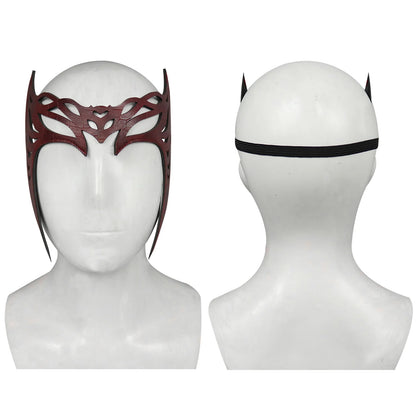 Scarlet Witch Cosplay Headband & Mask — Leather Face Cover for Adult Halloween, Superhero Costume & Party Props