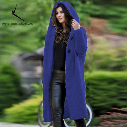 New Autumn/Winter Cashmere Cardigan – Women's Loose Long Sleeve Sweater, Solid Color Knitted & Thickened Top