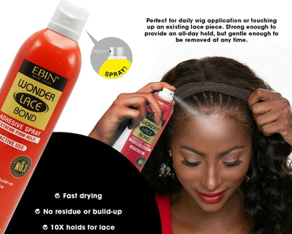 Ebin Wonder Lace Bond Melting Spray – Extreme Firm Hold, Sweat & Water-Resistant Adhesive