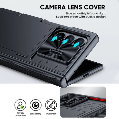 Samsung Galaxy Z Fold 7 Case – Black Shockproof Silicone Wallet with RFID Card Holder, Hinge & Camera Protection