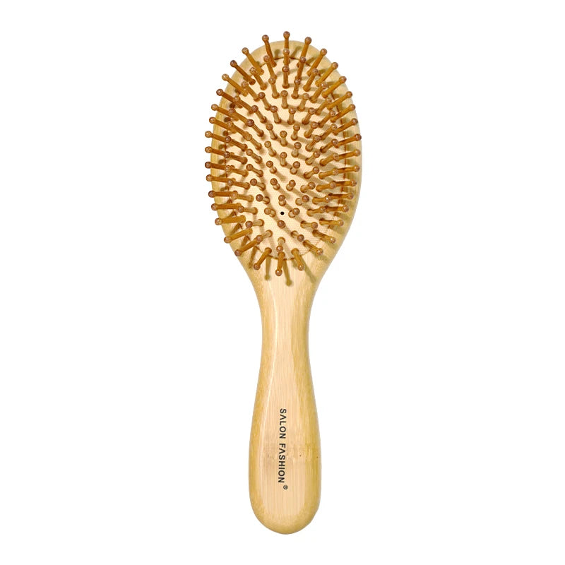 Bamboo Hair Brush with Wide Teeth & Air Bag - Smooth Scalp Massage Comb for Women Hairdressing Styling Tools