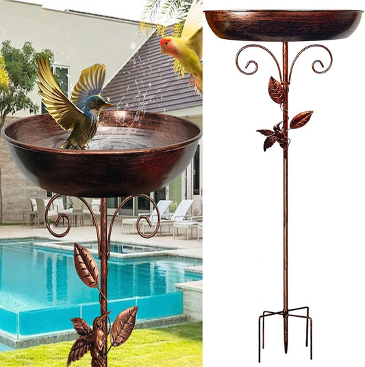 Vintage Iron Bird Bath - Sturdy Outdoor Garden Birdbath Bowl for Patio and Yard
