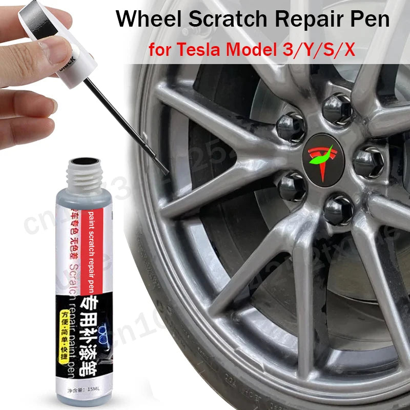 Car Wheel Scratch Repair Pen – Matte Black Touch-Up for Tesla Model 3, Y, X & S Rims