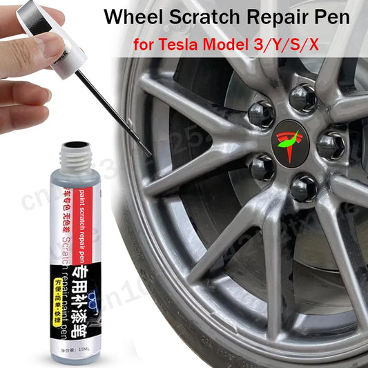 Car Wheel Scratch Repair Pen – Matte Black Touch-Up for Tesla Model 3, Y, X & S Rims