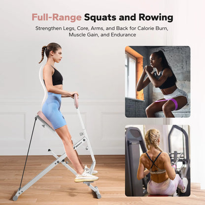 MERACH 2 in 1 Squat Rowing Machine – Foldable Glute Trainer & Leg Exercise Equipment, Easy Setup for Home Fitness