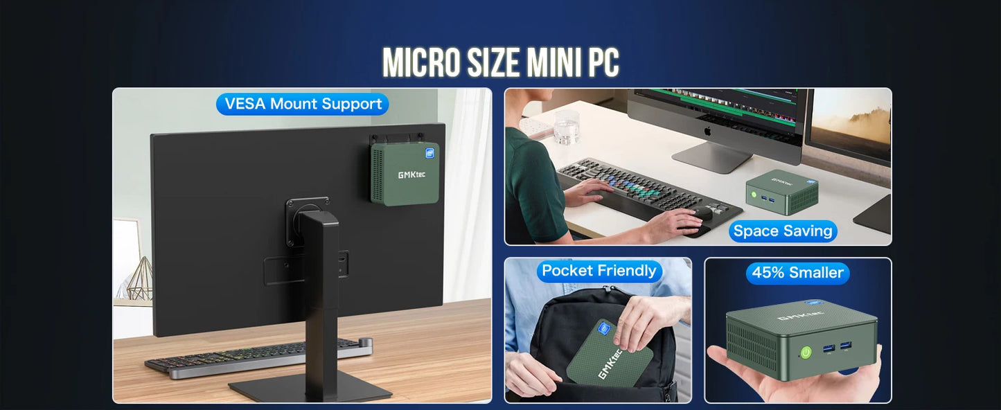 GMKtec G3 Mini PC – Intel Alder Lake N100, Windows 11 Pro, 8/16GB DDR4, 256/512GB PCIe SSD, WiFi 6, BT5.2 Desktop Computer