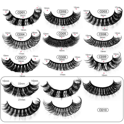 2/10 Pairs 3D Mink Strip False Eyelashes – Dramatic Fake Lash Extensions for Makeup