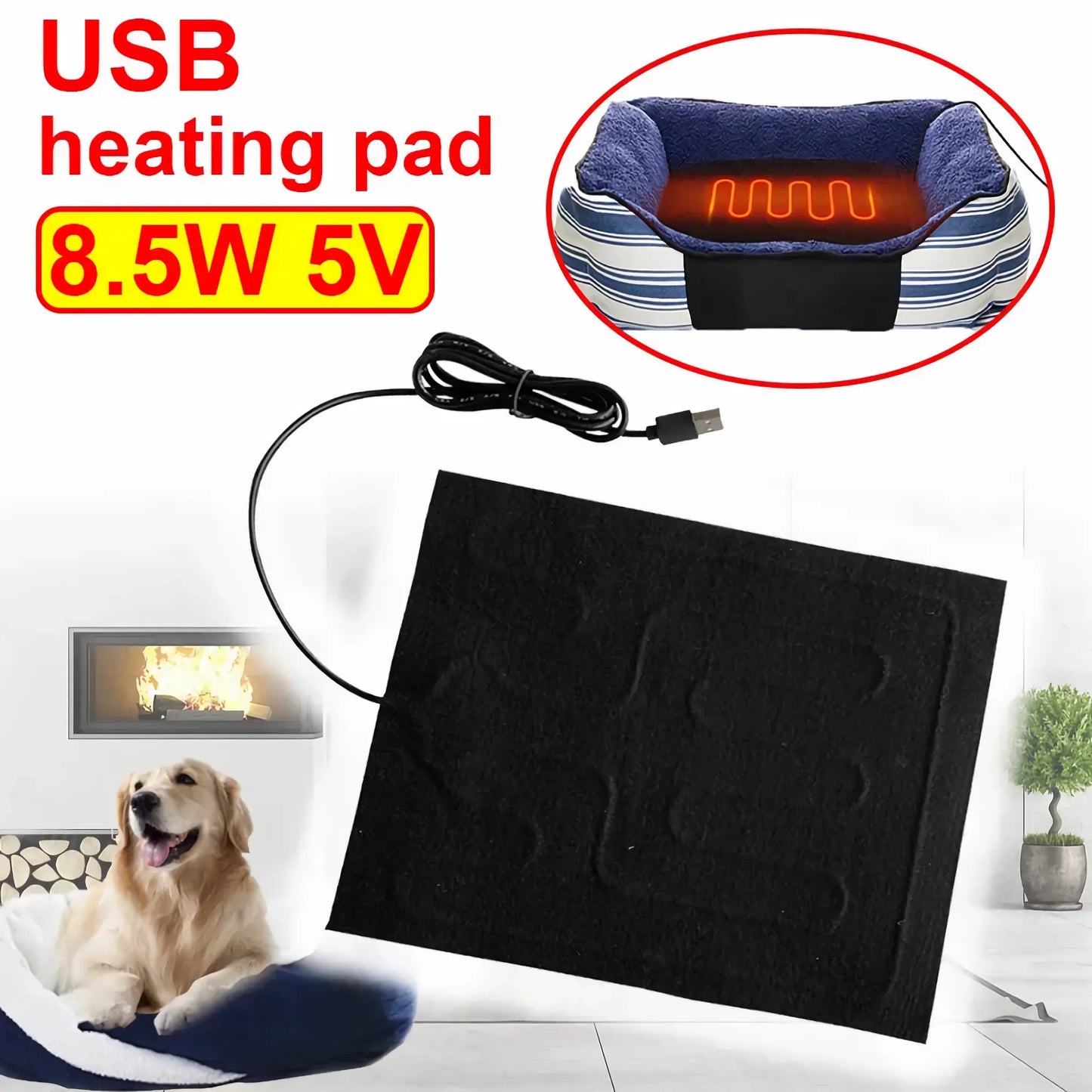 USB Heating Pad - Folding Heated Sheet for Car Seat, Waterproof Seat Warmer for Pets, Reptiles, and Animals - Winter Warm Heater Mat