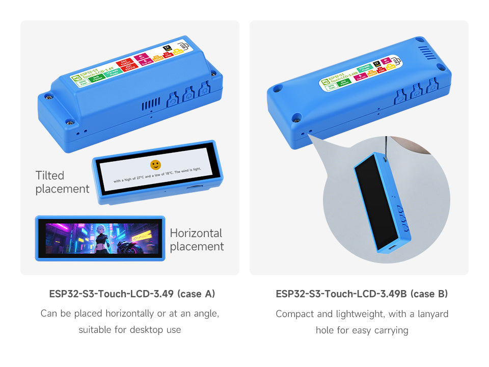 3.49" IPS Capacitive Touch Display - ESP32-S3 High-Performance Development Board, 172×640 Resolution