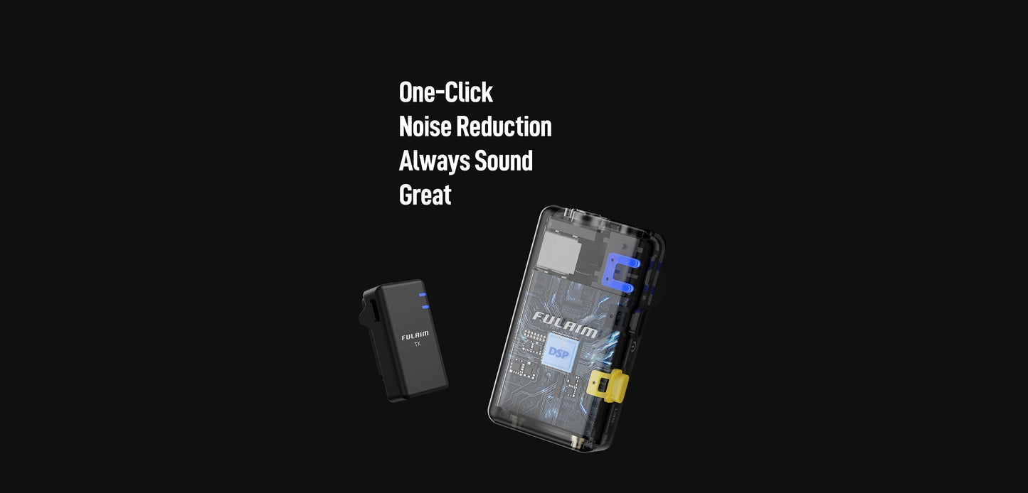 FULAI M X5 Wireless Lavalier Microphone – Quick Noise-Cancellation System for DSLR, iPhone, Android & YouTube Recording