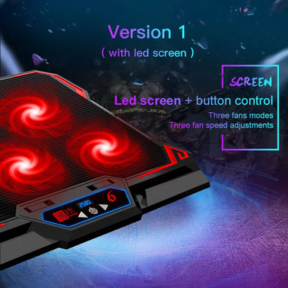 COOLCOLD 17-Inch Gaming Laptop Cooler - Six Fan System, LED Screen, Dual USB Ports, 2600RPM Cooling Pad & Notebook Stand