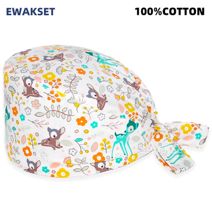 Unisex Soft Scrub Cap – Cartoon Print Surgical Hat for Men and Women, Operating Room Nursing Accessories