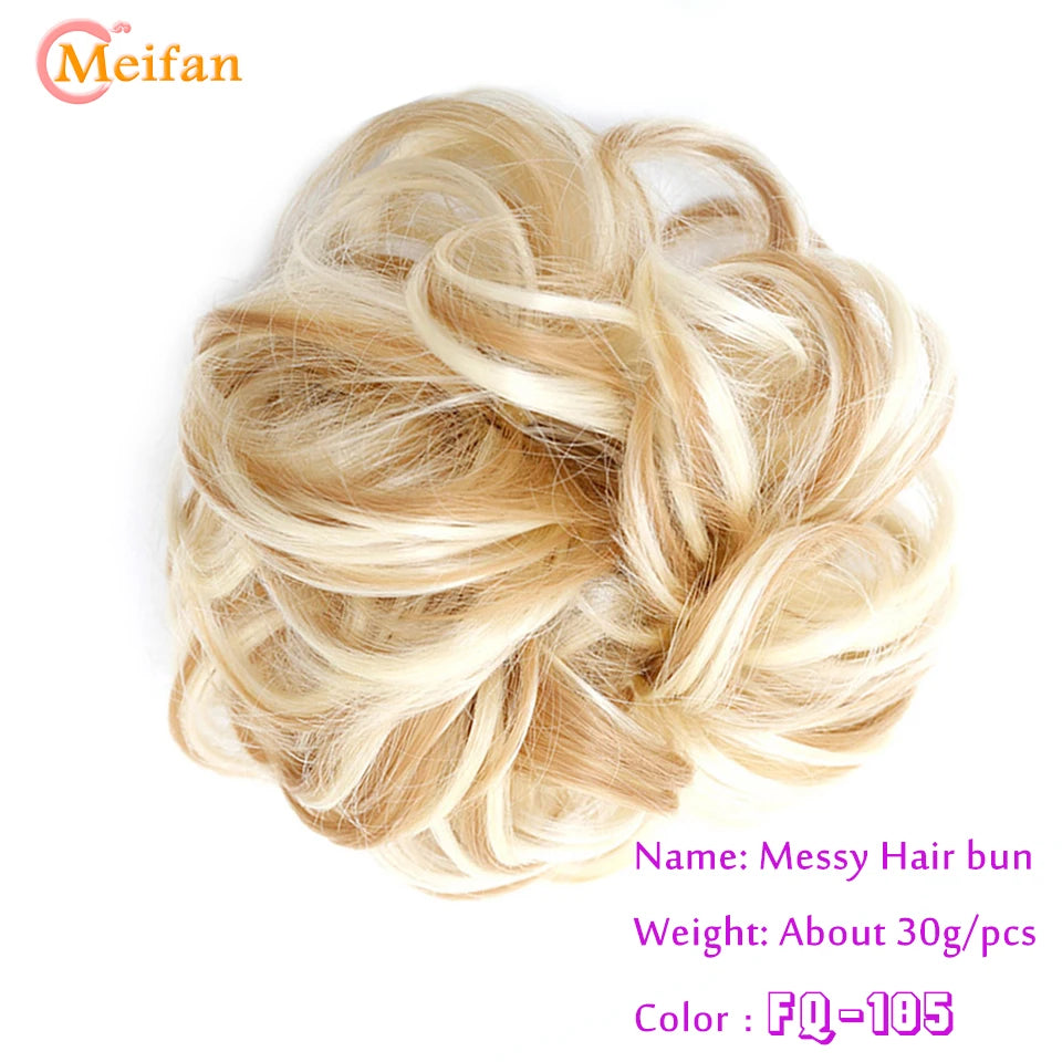 MEIFAN Synthetic Chignon Hair Bun – Elastic Rubber Band Clip-In Updo Ponytail Hair Extension for Women