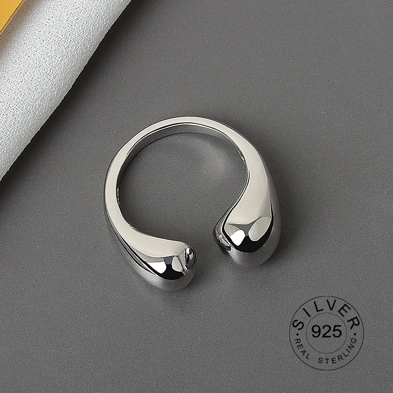 925 Sterling Silver Women’s Open Wave Ring – Irregular Wide Noodle Design Gift