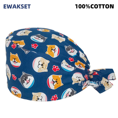 Unisex Soft Scrub Cap – Cartoon Print Surgical Hat for Men and Women, Operating Room Nursing Accessories