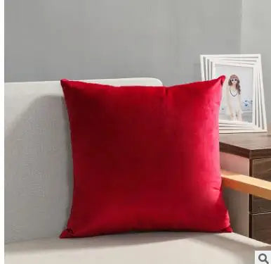 Solid Velvet Pillowcase – Red, Yellow, Blue, & Green Cushion for Sofa, Car, Living Room Home Decor, 45x45cm