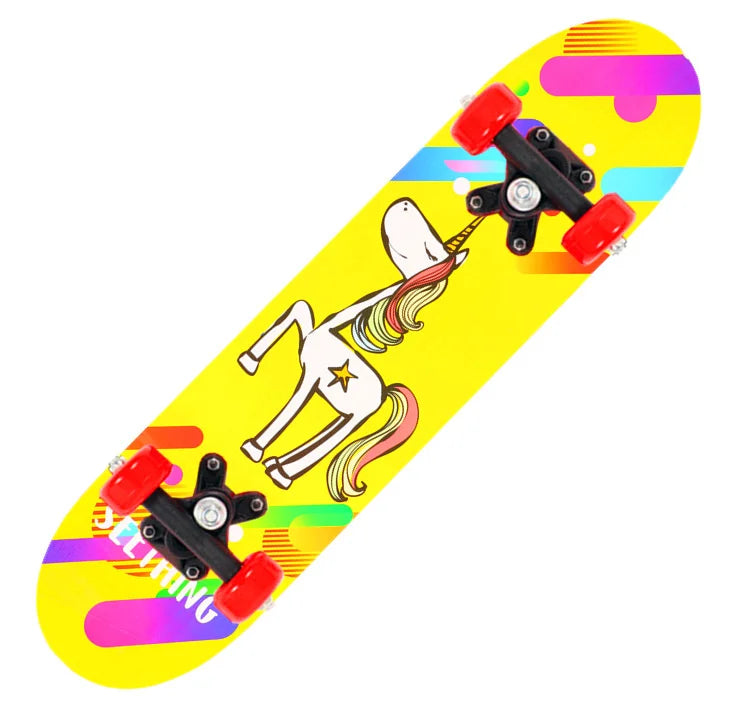 60cm Kids' Beginner Skateboard – Double Rocker Maple Deck with Cartoon Design for Outdoor Fun