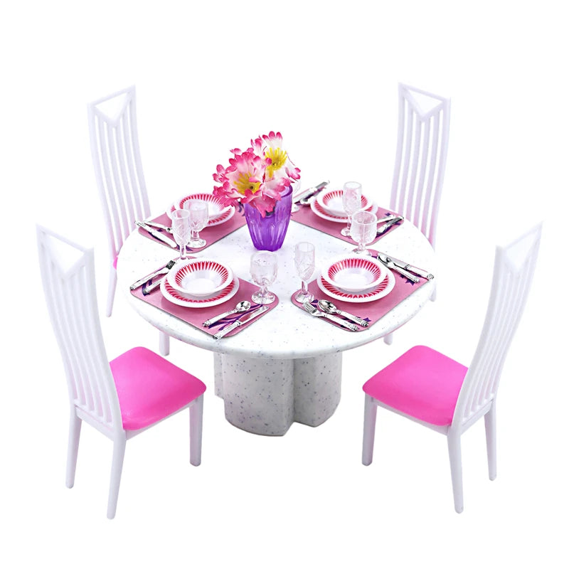 Barbie Doll Furniture Set – Miniature Playhouse Accessories for Fashion Dolls