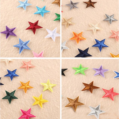 Stars Embroidered Iron-On Patches – Gold, Silver & Colorful Appliqué Stickers for Clothing, Jackets, Bags & DIY Craft Decoration